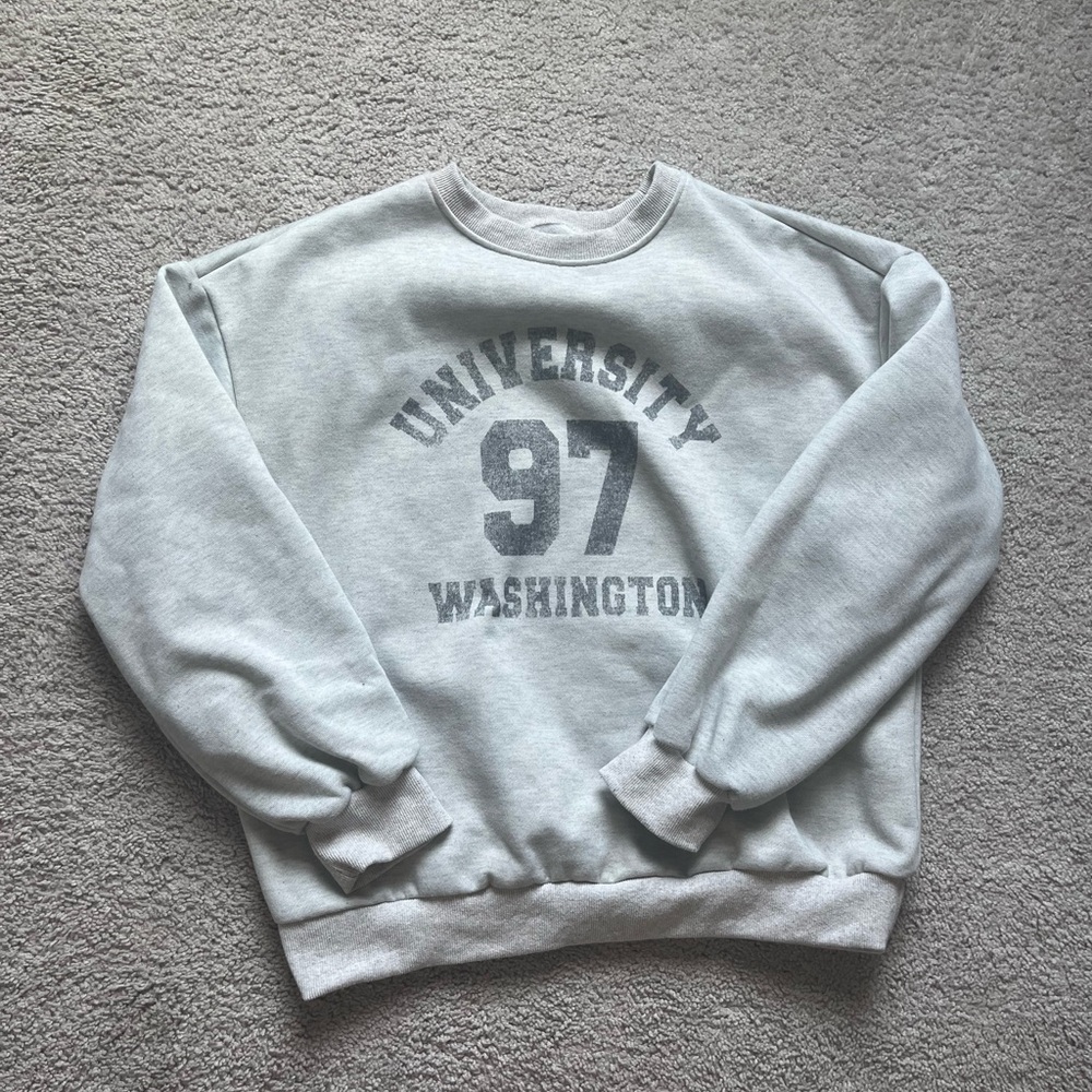 SHEIN Gray University Crewneck Sweater